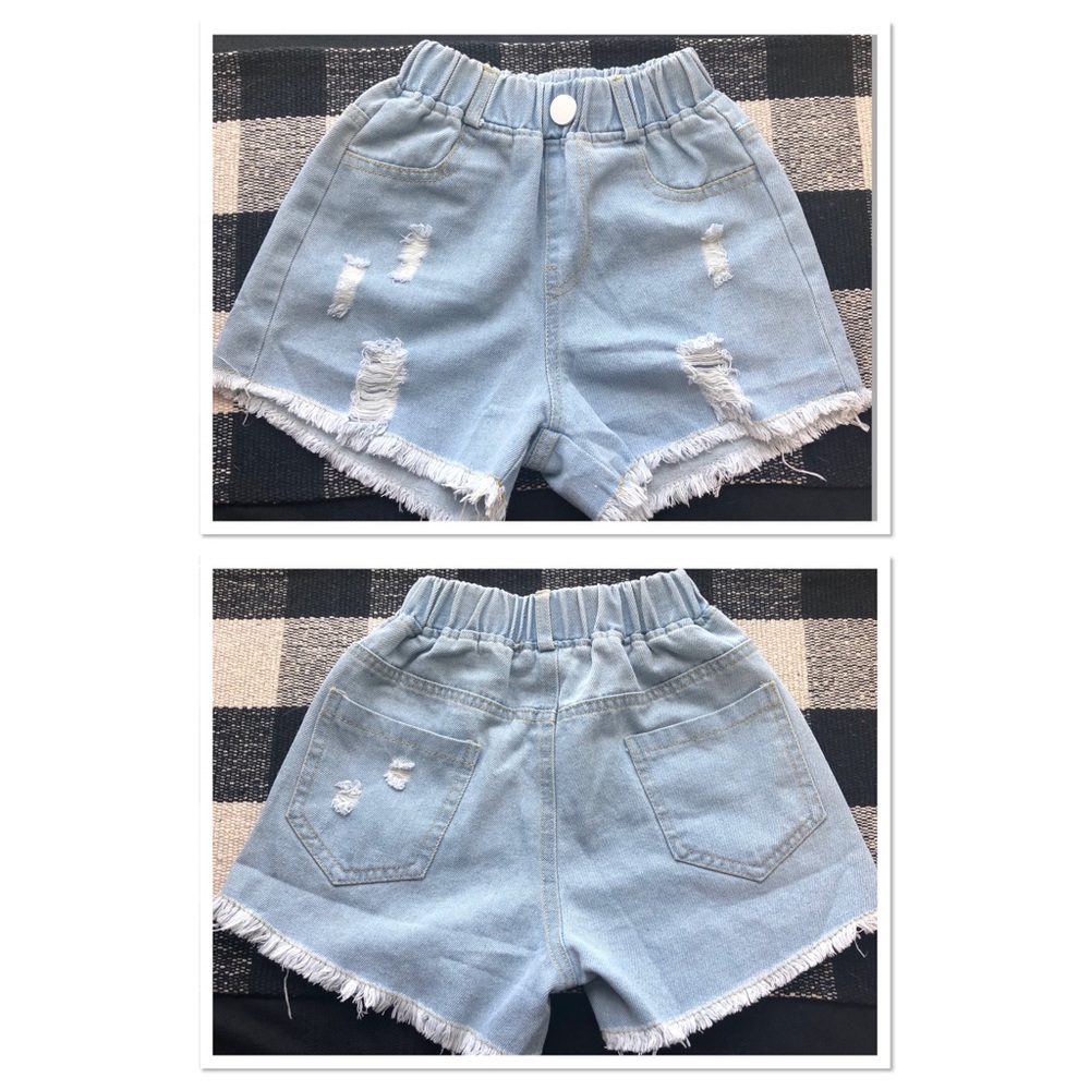 Shein Girls Ripped Raw Hem Denim Shorts Sz S 100% Cotton NWOT